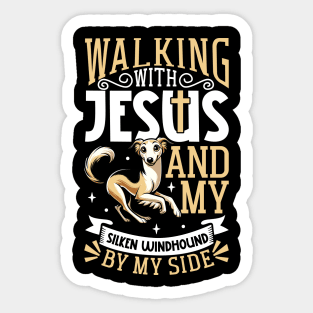 Jesus and dog - Silken Windhound Sticker